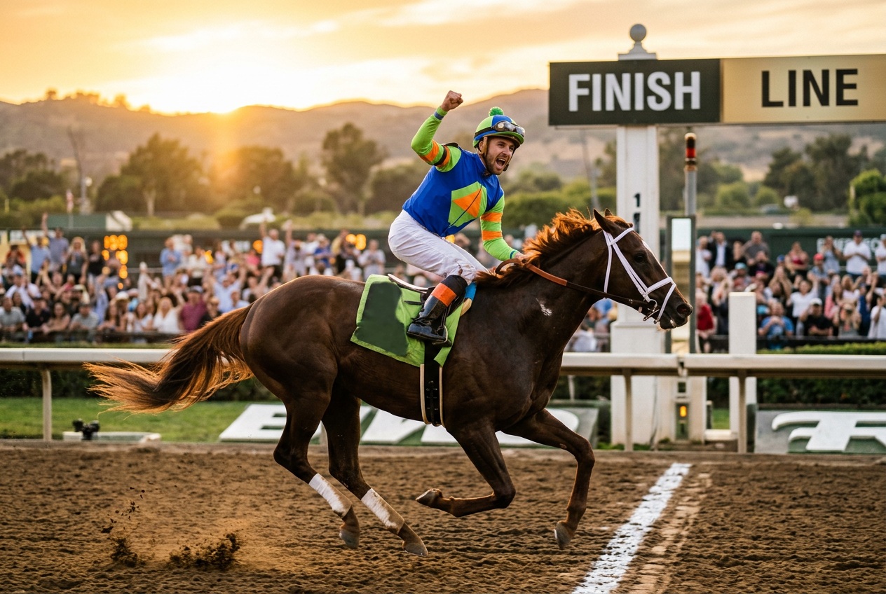Jockey celebrating victory
